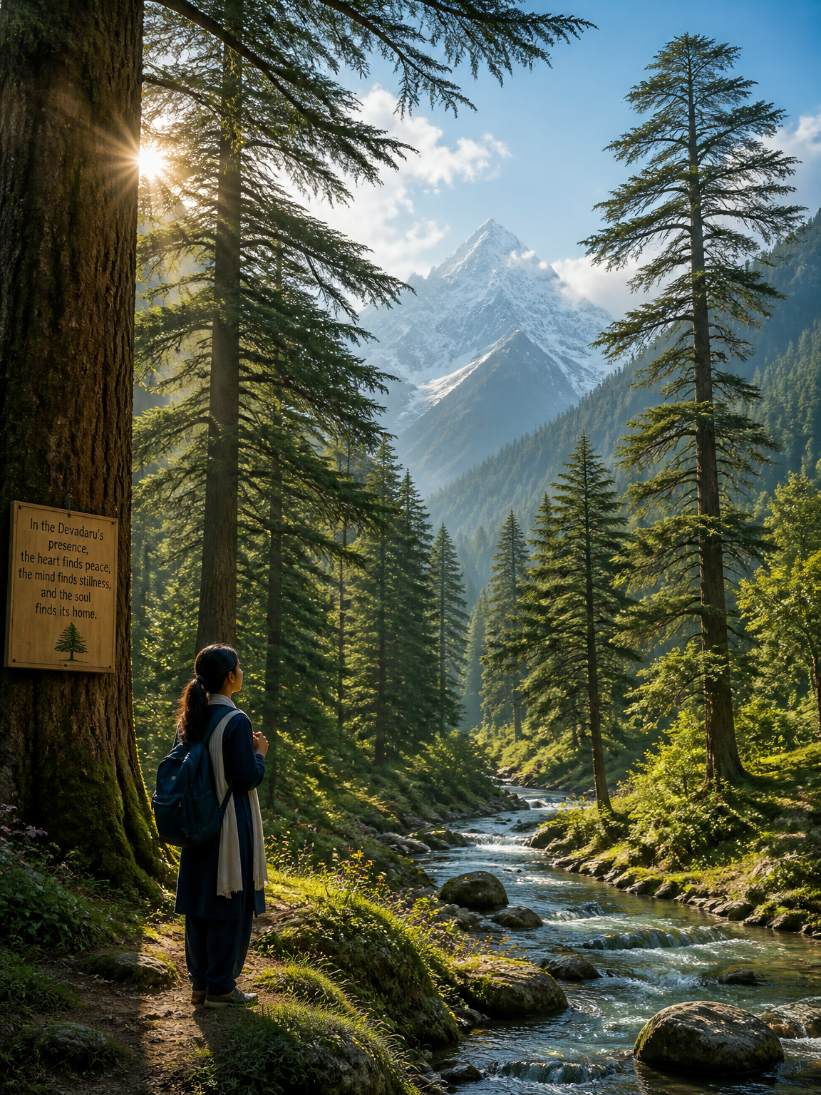 Young girl overlooking Lansdowne in the Himalayas